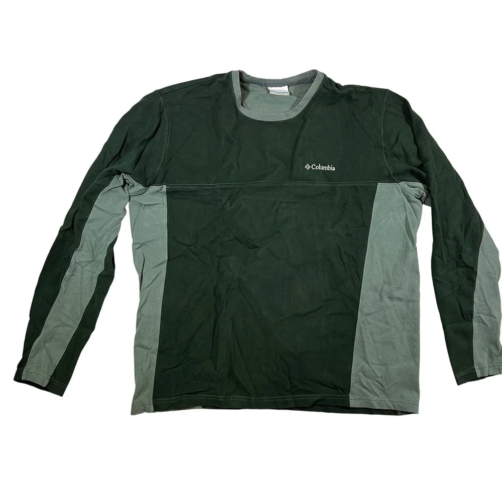 Columbia Long Sleeve Shirt Mens XL Green Colorblock Gorpcore Hiking Outdoor Gorp